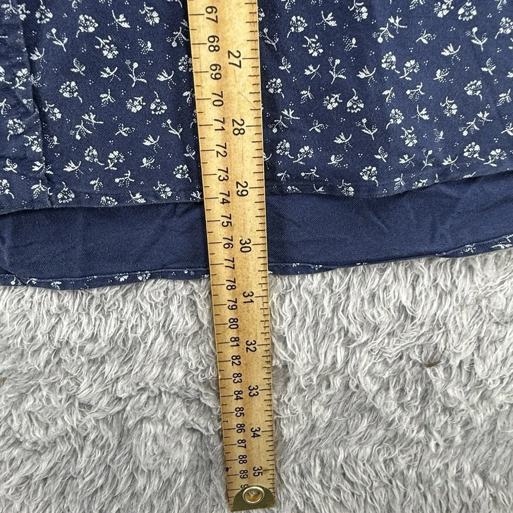 Ralph Lauren Mens XL Shirt Blue Calico Flower Print‎ Short Sleeve Button Down